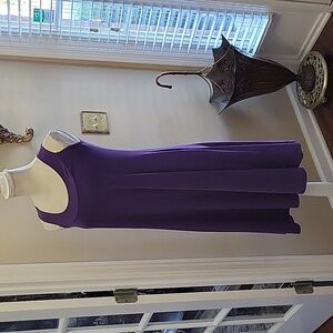 Ellen Parker purple sleeveless stretch dress Pull on Round neck A-line Sm New